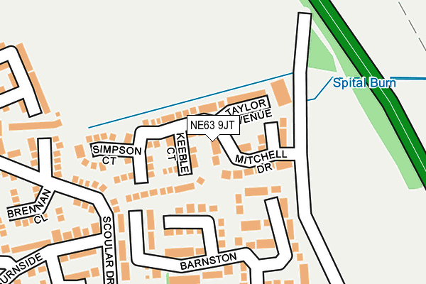 NE63 9JT map - OS OpenMap – Local (Ordnance Survey)