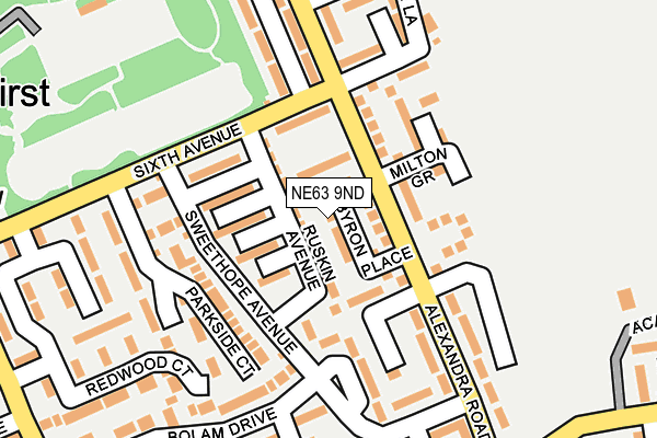 NE63 9ND map - OS OpenMap – Local (Ordnance Survey)