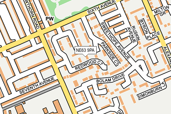 NE63 9PA map - OS OpenMap – Local (Ordnance Survey)
