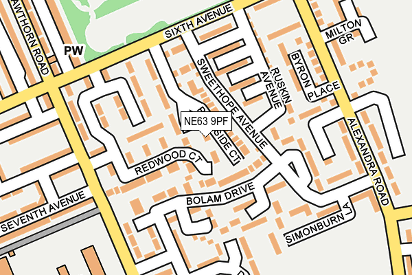 NE63 9PF map - OS OpenMap – Local (Ordnance Survey)