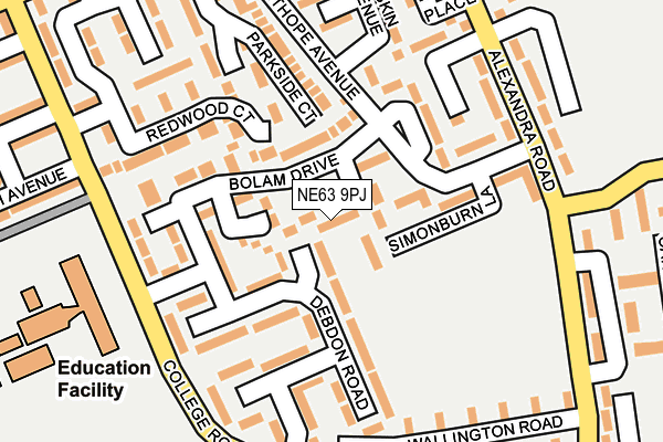 NE63 9PJ map - OS OpenMap – Local (Ordnance Survey)