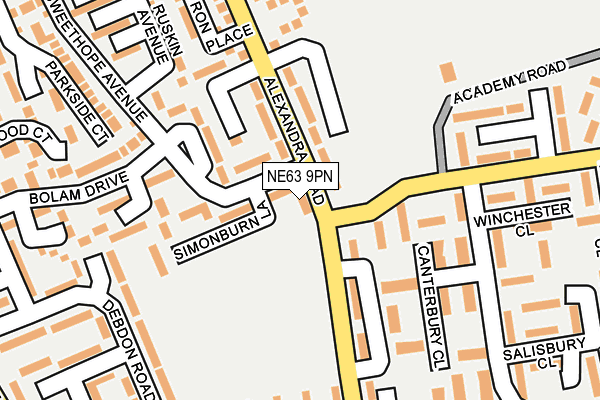 NE63 9PN map - OS OpenMap – Local (Ordnance Survey)