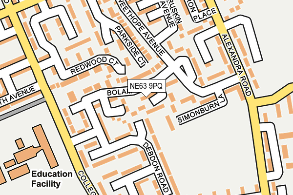 NE63 9PQ map - OS OpenMap – Local (Ordnance Survey)