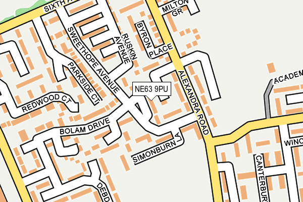 NE63 9PU map - OS OpenMap – Local (Ordnance Survey)