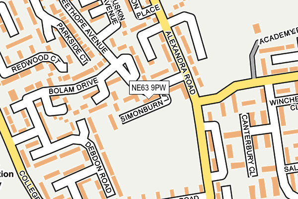 NE63 9PW map - OS OpenMap – Local (Ordnance Survey)