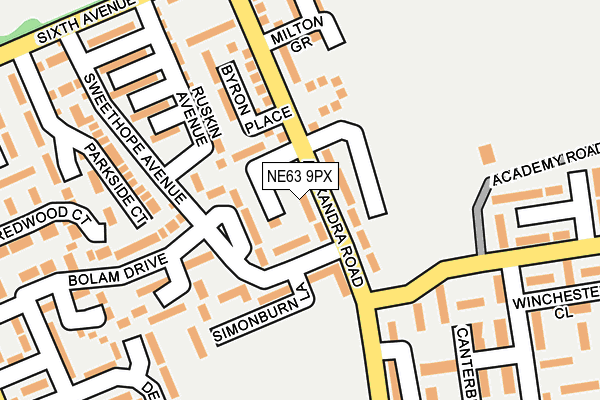 NE63 9PX map - OS OpenMap – Local (Ordnance Survey)