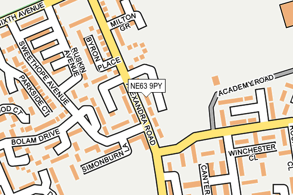 NE63 9PY map - OS OpenMap – Local (Ordnance Survey)