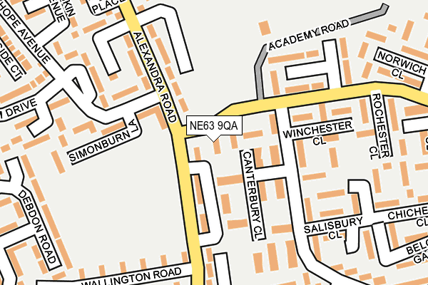 NE63 9QA map - OS OpenMap – Local (Ordnance Survey)