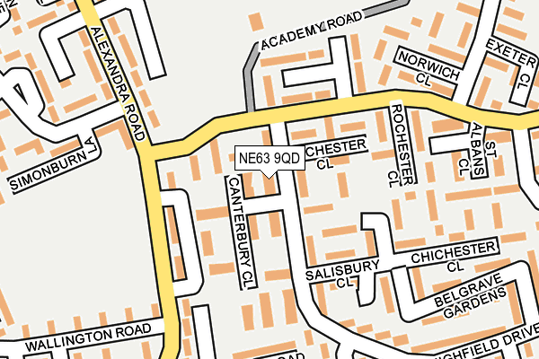 NE63 9QD map - OS OpenMap – Local (Ordnance Survey)