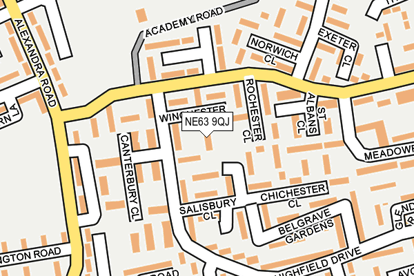 NE63 9QJ map - OS OpenMap – Local (Ordnance Survey)
