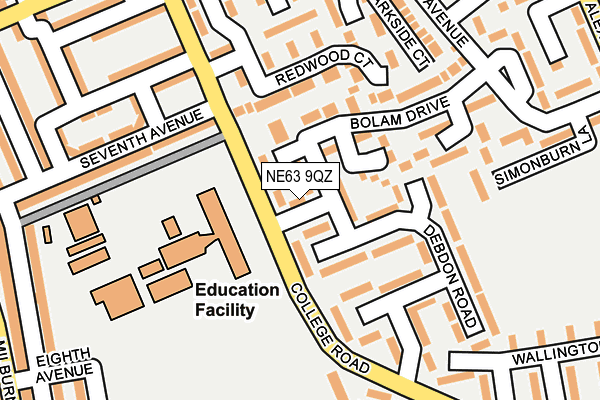 NE63 9QZ map - OS OpenMap – Local (Ordnance Survey)