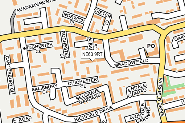 NE63 9RT map - OS OpenMap – Local (Ordnance Survey)