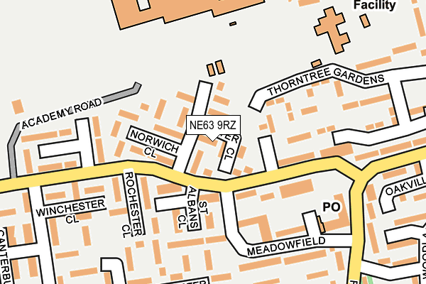 NE63 9RZ map - OS OpenMap – Local (Ordnance Survey)