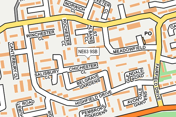 NE63 9SB map - OS OpenMap – Local (Ordnance Survey)