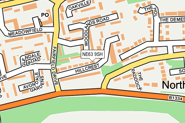 NE63 9SH map - OS OpenMap – Local (Ordnance Survey)