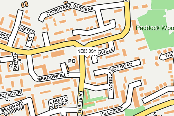 NE63 9SY map - OS OpenMap – Local (Ordnance Survey)
