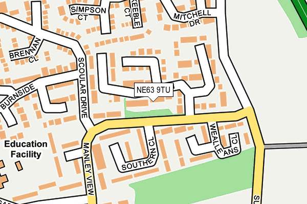 NE63 9TU map - OS OpenMap – Local (Ordnance Survey)