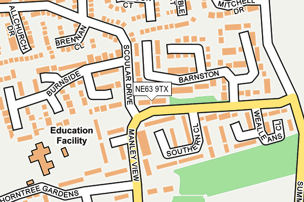 NE63 9TX map - OS OpenMap – Local (Ordnance Survey)