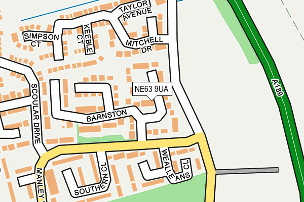 NE63 9UA map - OS OpenMap – Local (Ordnance Survey)