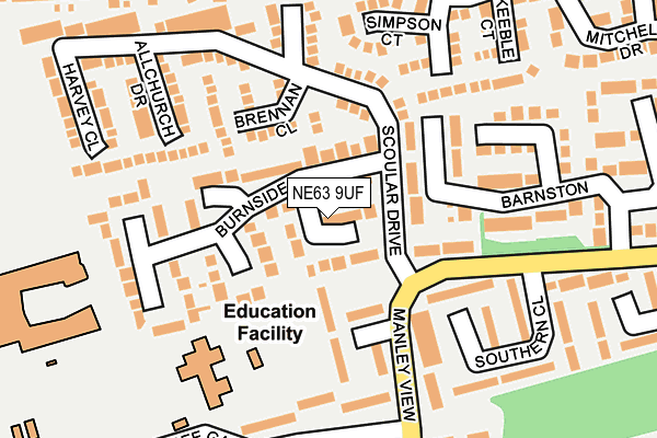 NE63 9UF map - OS OpenMap – Local (Ordnance Survey)