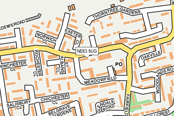 NE63 9UG map - OS OpenMap – Local (Ordnance Survey)