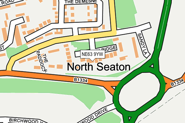 NE63 9YW map - OS OpenMap – Local (Ordnance Survey)