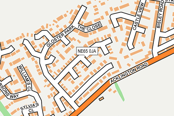 NE65 0JA map - OS OpenMap – Local (Ordnance Survey)