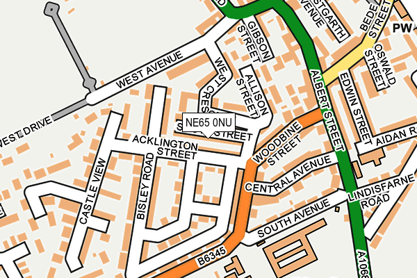 NE65 0NU map - OS OpenMap – Local (Ordnance Survey)