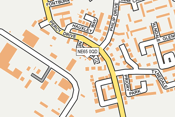 NE65 0QD map - OS OpenMap – Local (Ordnance Survey)