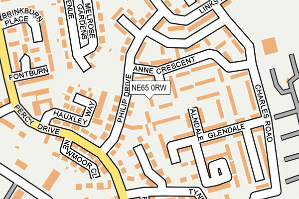 NE65 0RW map - OS OpenMap – Local (Ordnance Survey)