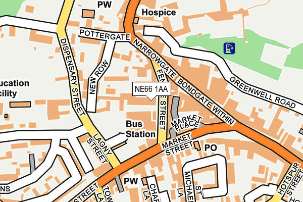 NE66 1AA map - OS OpenMap – Local (Ordnance Survey)