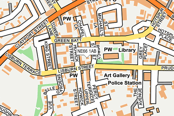 NE66 1AB map - OS OpenMap – Local (Ordnance Survey)