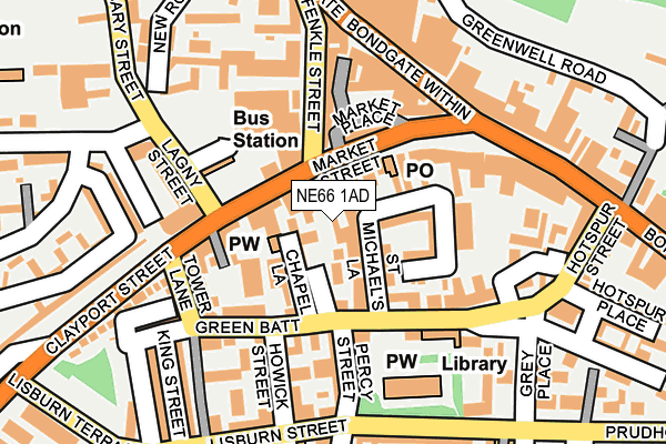 NE66 1AD map - OS OpenMap – Local (Ordnance Survey)