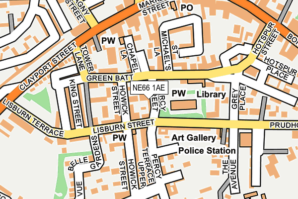 NE66 1AE map - OS OpenMap – Local (Ordnance Survey)