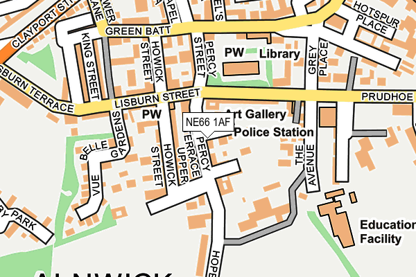 NE66 1AF map - OS OpenMap – Local (Ordnance Survey)