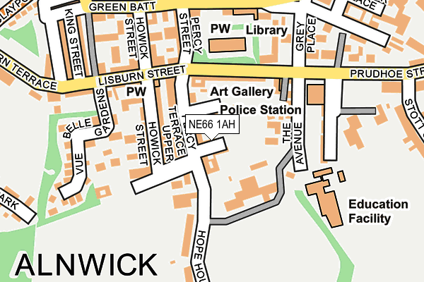 NE66 1AH map - OS OpenMap – Local (Ordnance Survey)