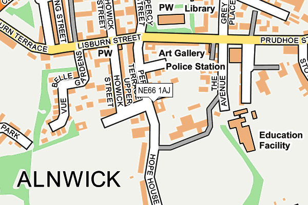NE66 1AJ map - OS OpenMap – Local (Ordnance Survey)