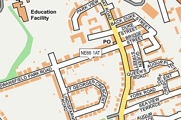 NE66 1AT map - OS OpenMap – Local (Ordnance Survey)