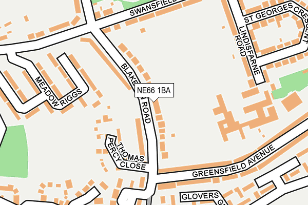 NE66 1BA map - OS OpenMap – Local (Ordnance Survey)