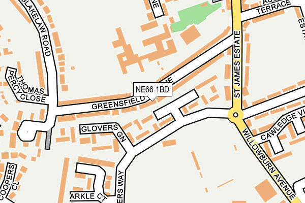 NE66 1BD map - OS OpenMap – Local (Ordnance Survey)