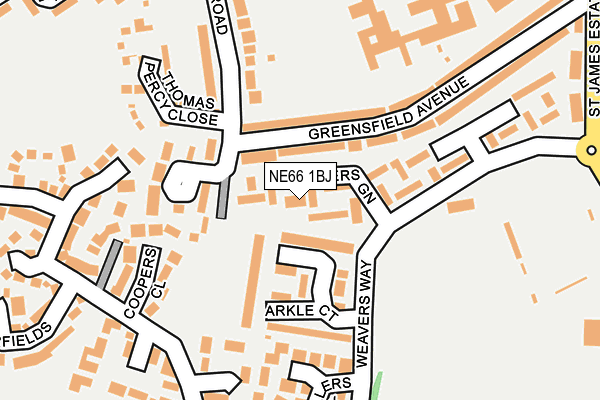 NE66 1BJ map - OS OpenMap – Local (Ordnance Survey)
