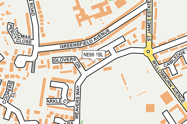 NE66 1BL map - OS OpenMap – Local (Ordnance Survey)
