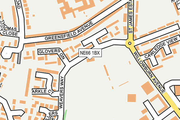 NE66 1BX map - OS OpenMap – Local (Ordnance Survey)
