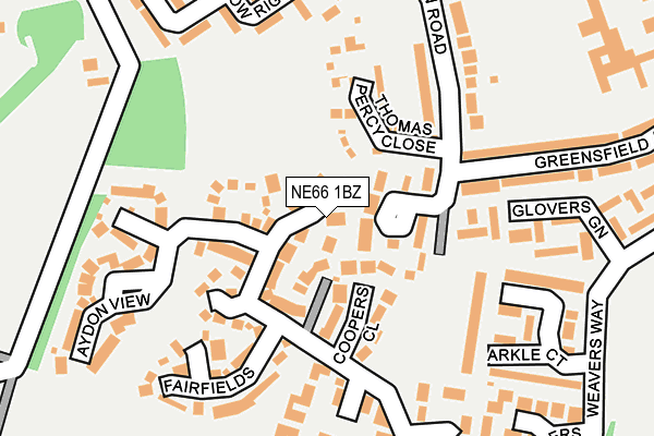 NE66 1BZ map - OS OpenMap – Local (Ordnance Survey)