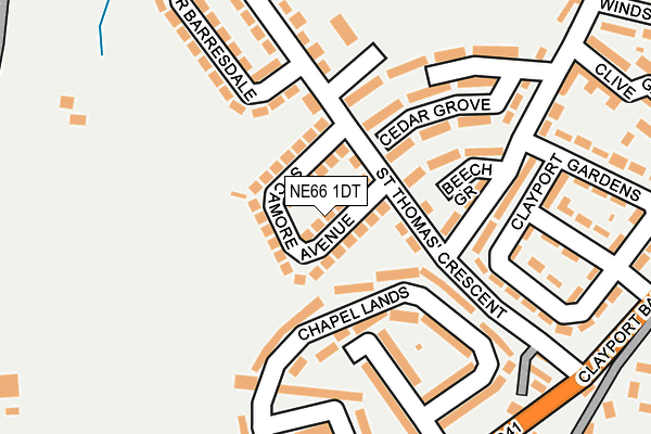 NE66 1DT map - OS OpenMap – Local (Ordnance Survey)