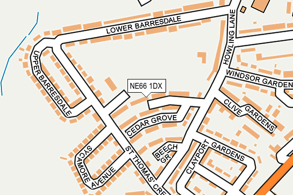NE66 1DX map - OS OpenMap – Local (Ordnance Survey)