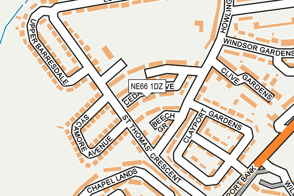 NE66 1DZ map - OS OpenMap – Local (Ordnance Survey)