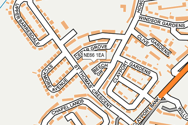 NE66 1EA map - OS OpenMap – Local (Ordnance Survey)