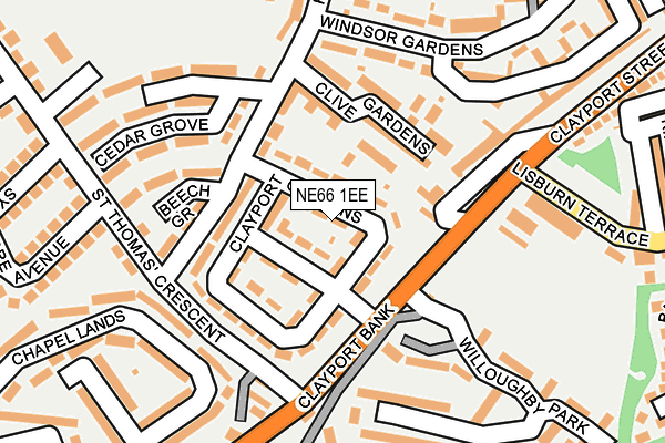 NE66 1EE map - OS OpenMap – Local (Ordnance Survey)