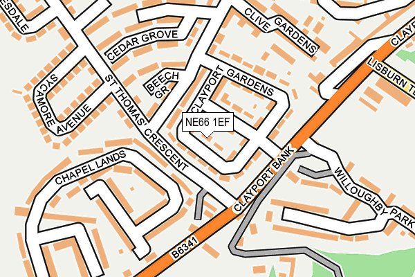 NE66 1EF map - OS OpenMap – Local (Ordnance Survey)